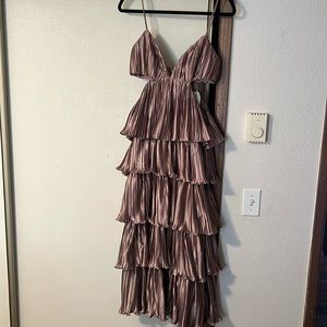 BHLDN Carly Cushnie tiered bronze midi dress